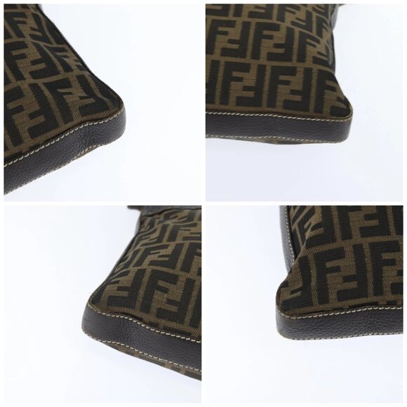 FENDI Zucca Canvas Celeria Shoulder Bag Black Brown Auth 150078 - Picture 14 of 16